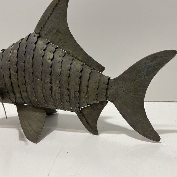 Antique Bronze Fish Statue 8” Detail Craftsman Made Figure RARE W/ Moving Body - Picture 6 of 13